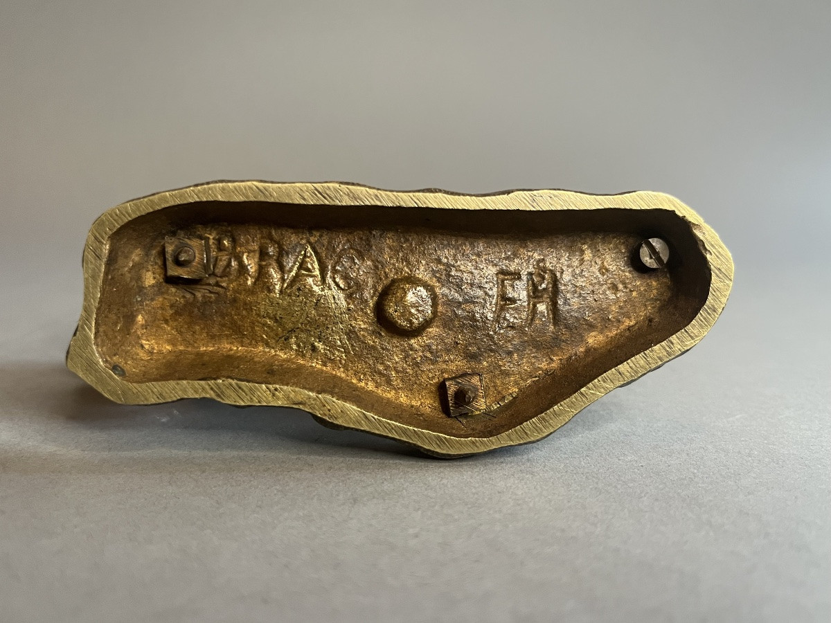 Chien à l'arrêt Petit sujet en bronze patiné,-photo-4