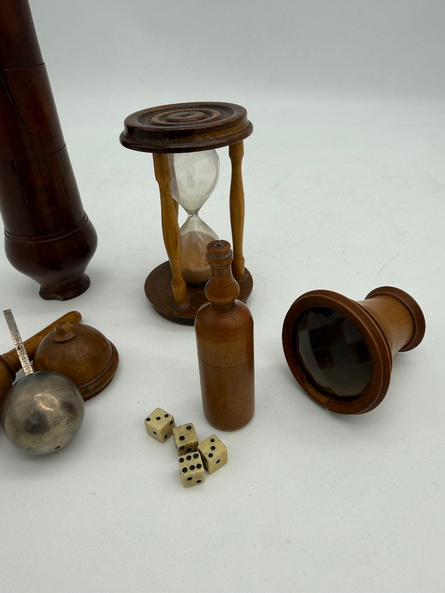 Petit lot en bois, métal et verre -photo-3