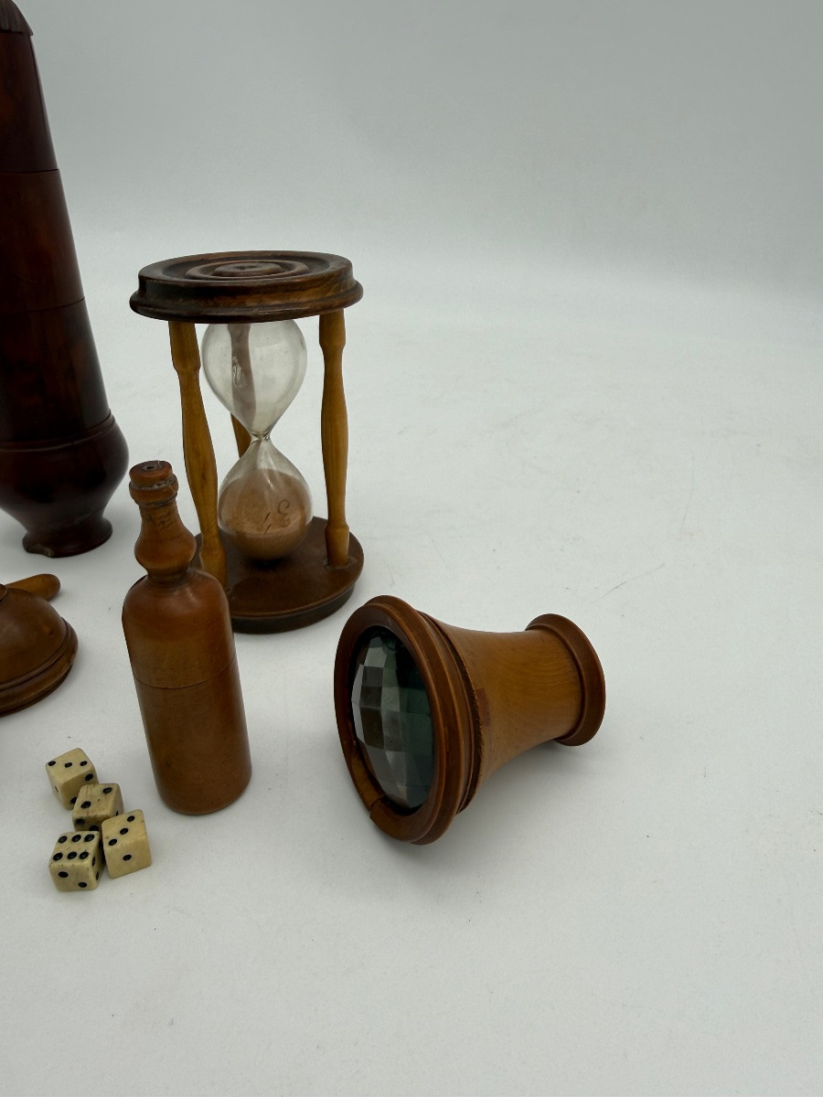 Petit lot en bois, métal et verre -photo-4