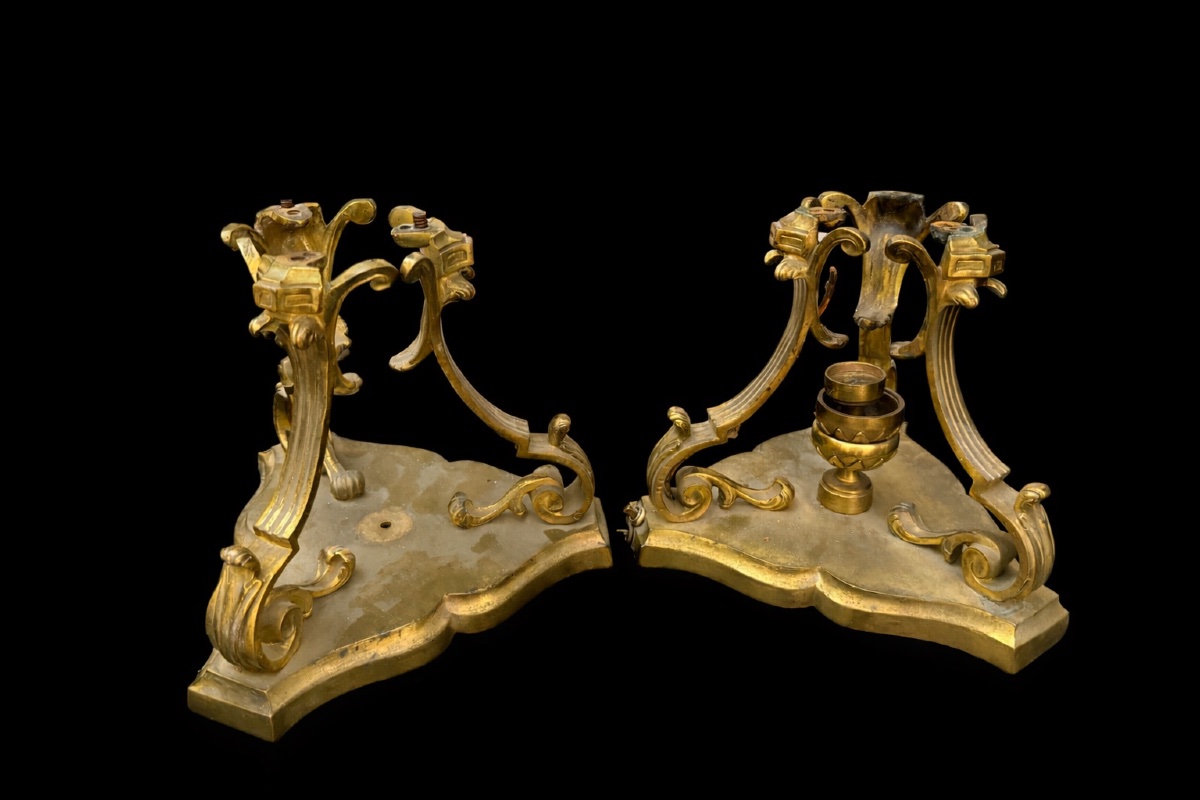 Deux socles en bronze doré -photo-4