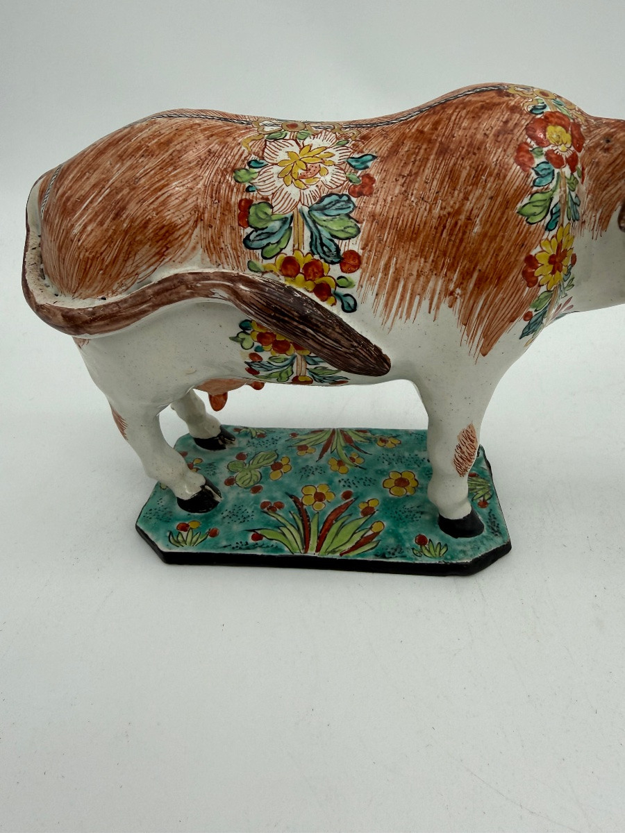 Paire de vaches en faïence de Delft polychrome-photo-4