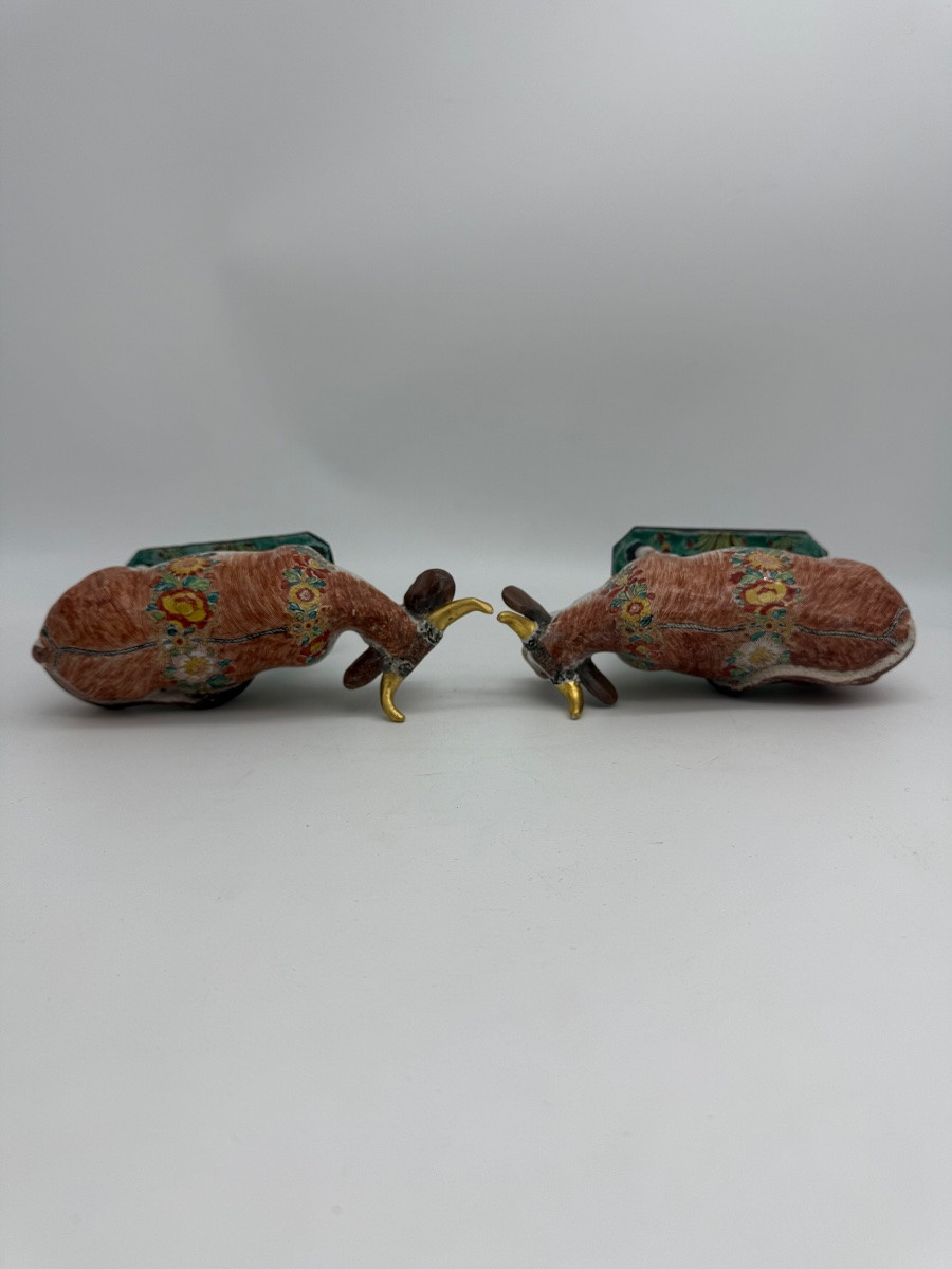 Paire de vaches en faïence de Delft polychrome-photo-5