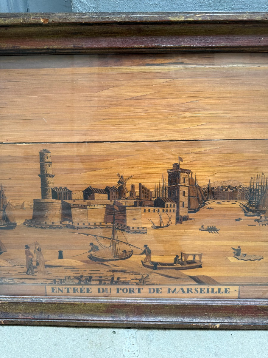 Paire de panneaux en marqueterie de paille -photo-5