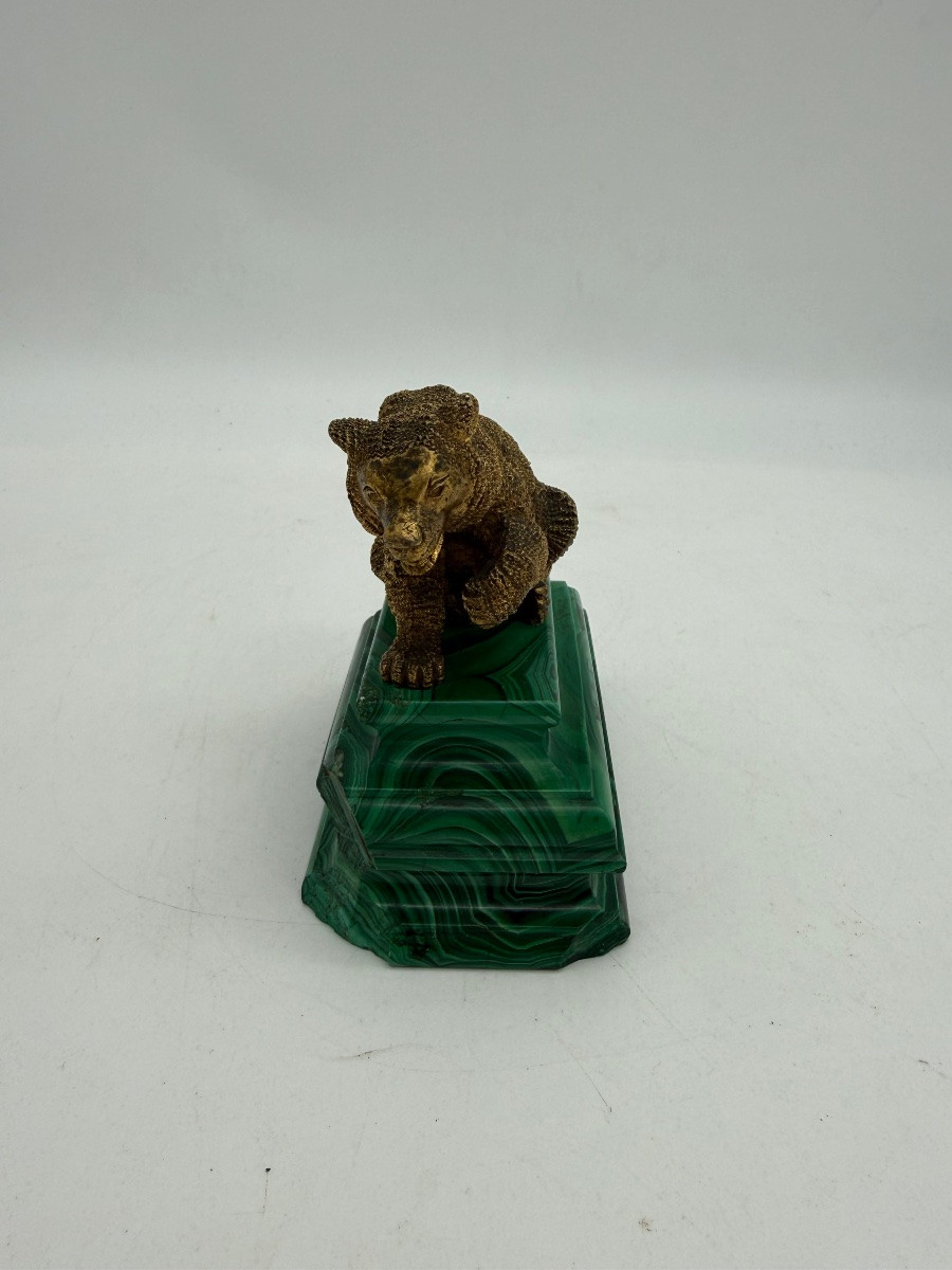 Bear Sculpture In Gilded Bronze-photo-2