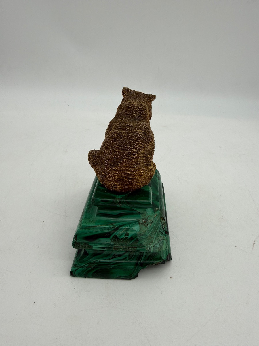 Bear Sculpture In Gilded Bronze-photo-4