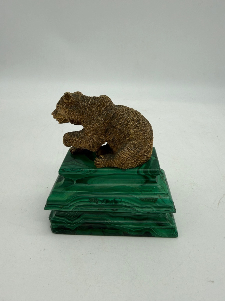 Bear Sculpture In Gilded Bronze-photo-1