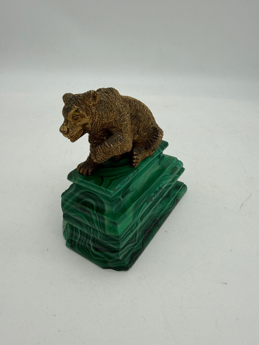 Bear Sculpture In Gilded Bronze-photo-2