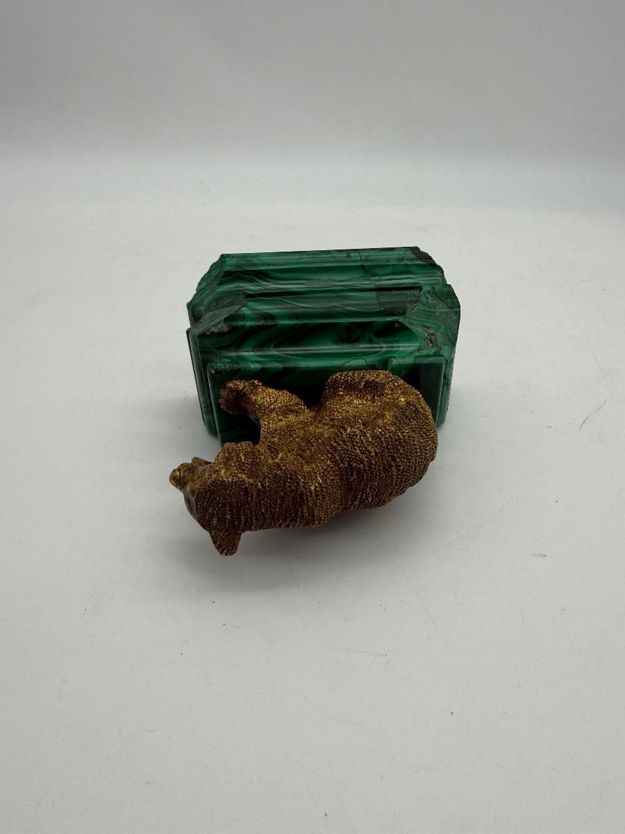 Bear Sculpture In Gilded Bronze-photo-3