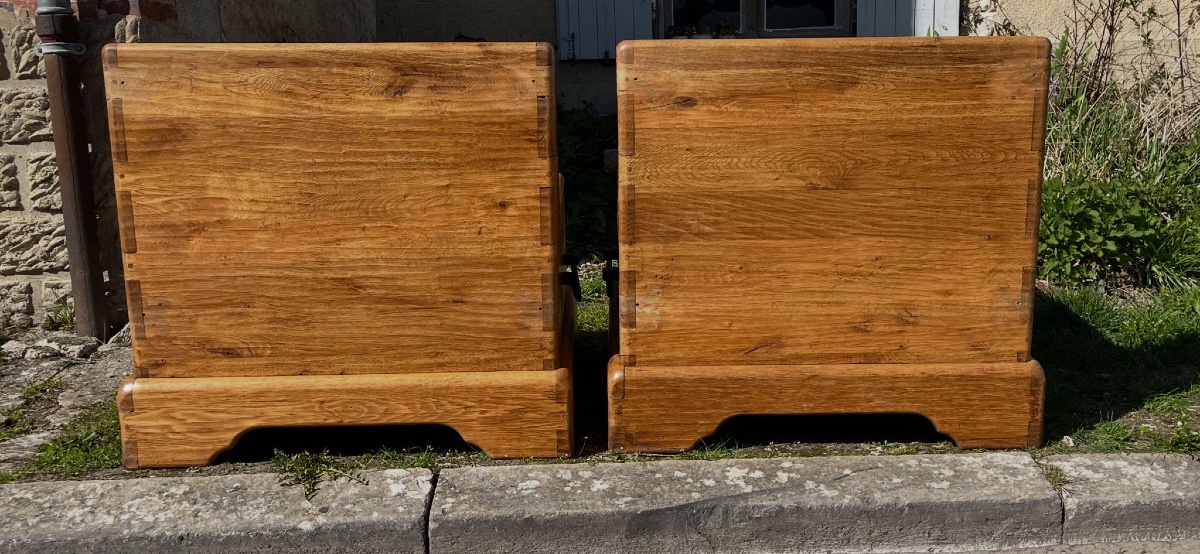 Pair Of Lounge Armchairs In Solid Oak-photo-3