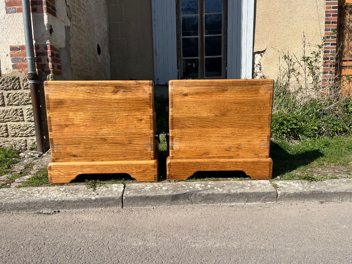 Pair Of Lounge Armchairs In Solid Oak-photo-4