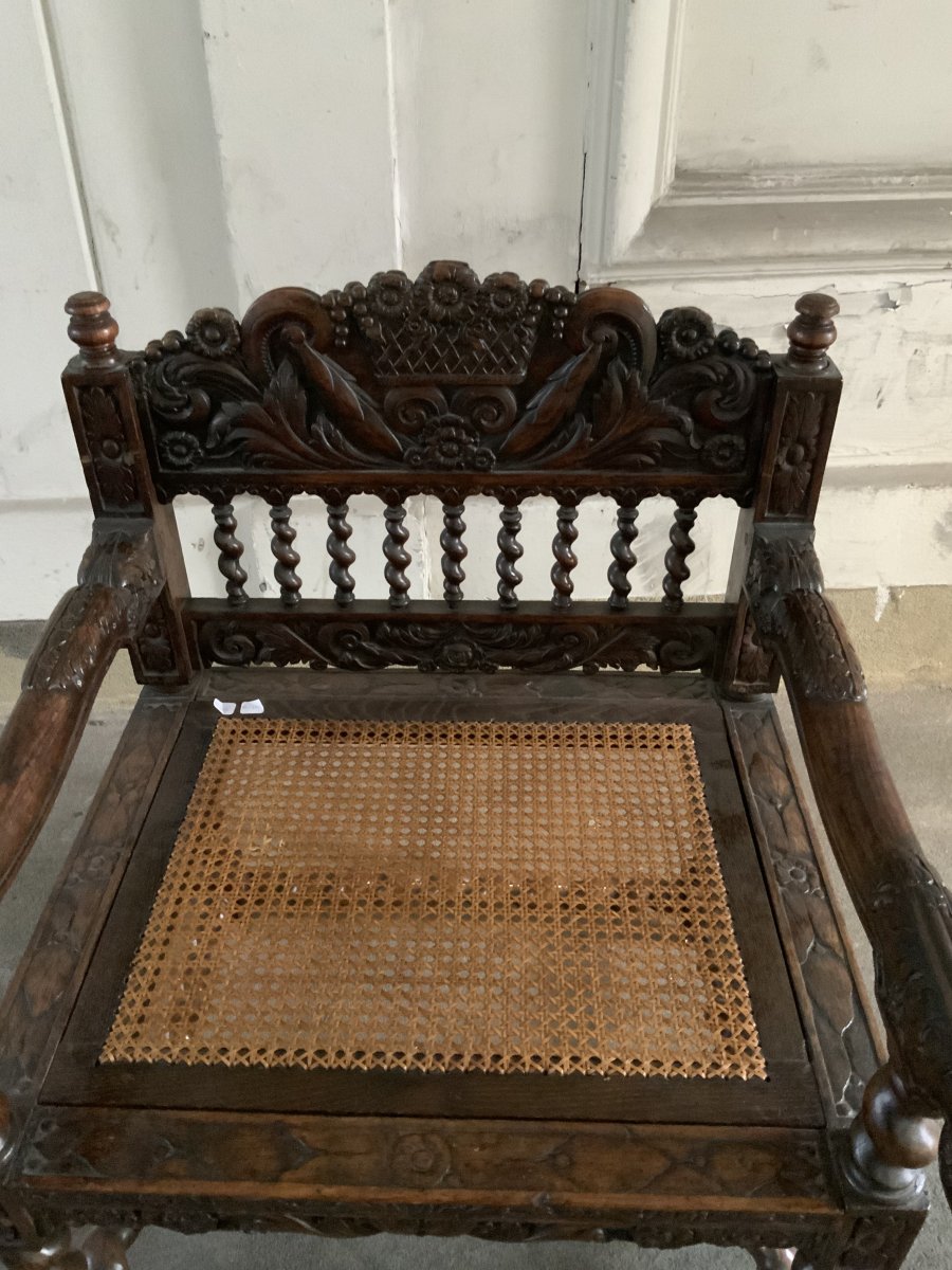 Indonésie, Batavia, fauteuil hollandais, travail Colonial.  XVII/XVIIIème siècle.-photo-1