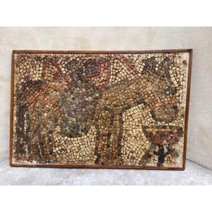 Mediterranean Polychrome Mosaic Representing A Donkey