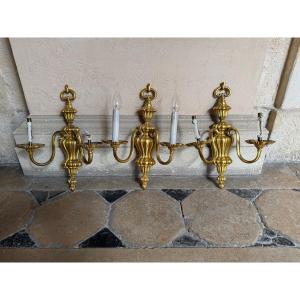 Trois appliques en bronze doré
