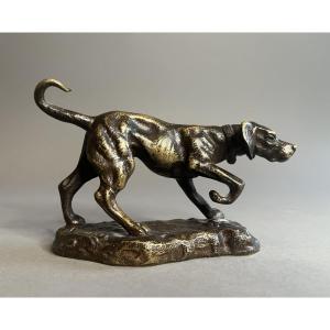 Dog At A Standstill Small Subject In Patinated Bronze,