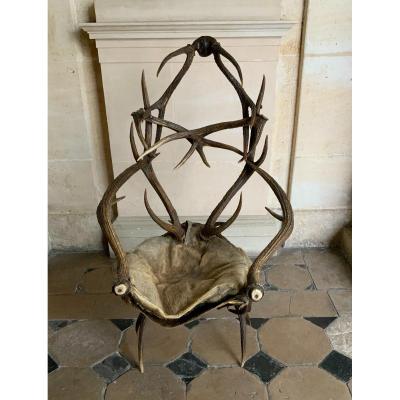 Armchair Composed Of Deer Antlers