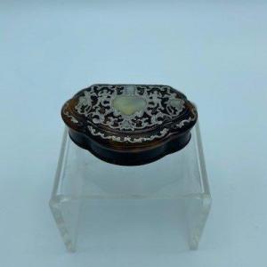 Small Tortoiseshell Box With Silver Inlay And Mother Of Pearl