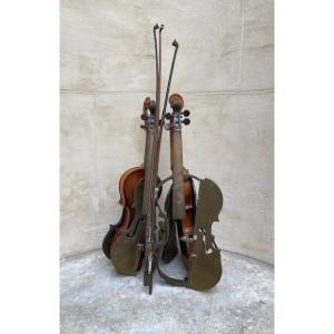 Arman Violin Bronze Sculpture And Violin Cutout.