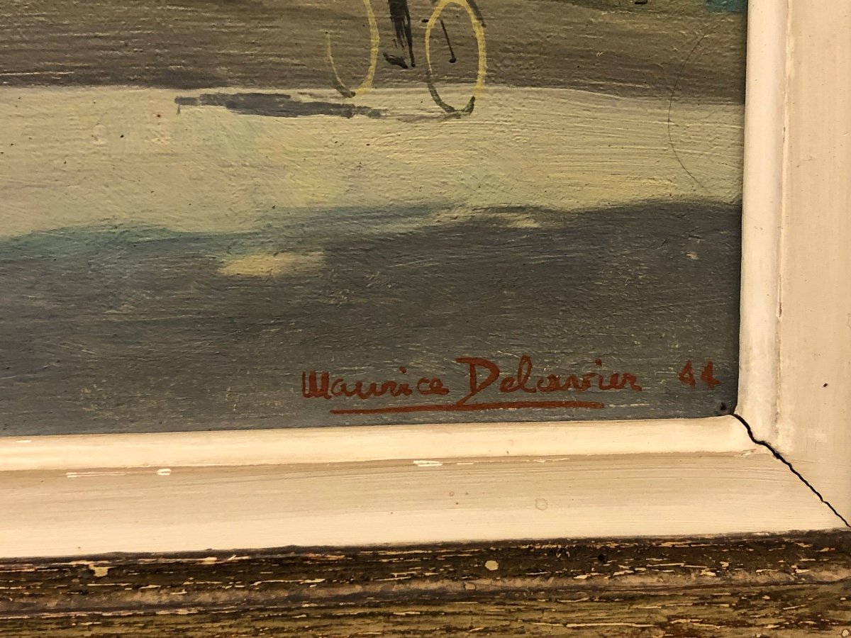 Maurice Delavier Rue De Paris Dated 1944 Oil On Cardboard-photo-4