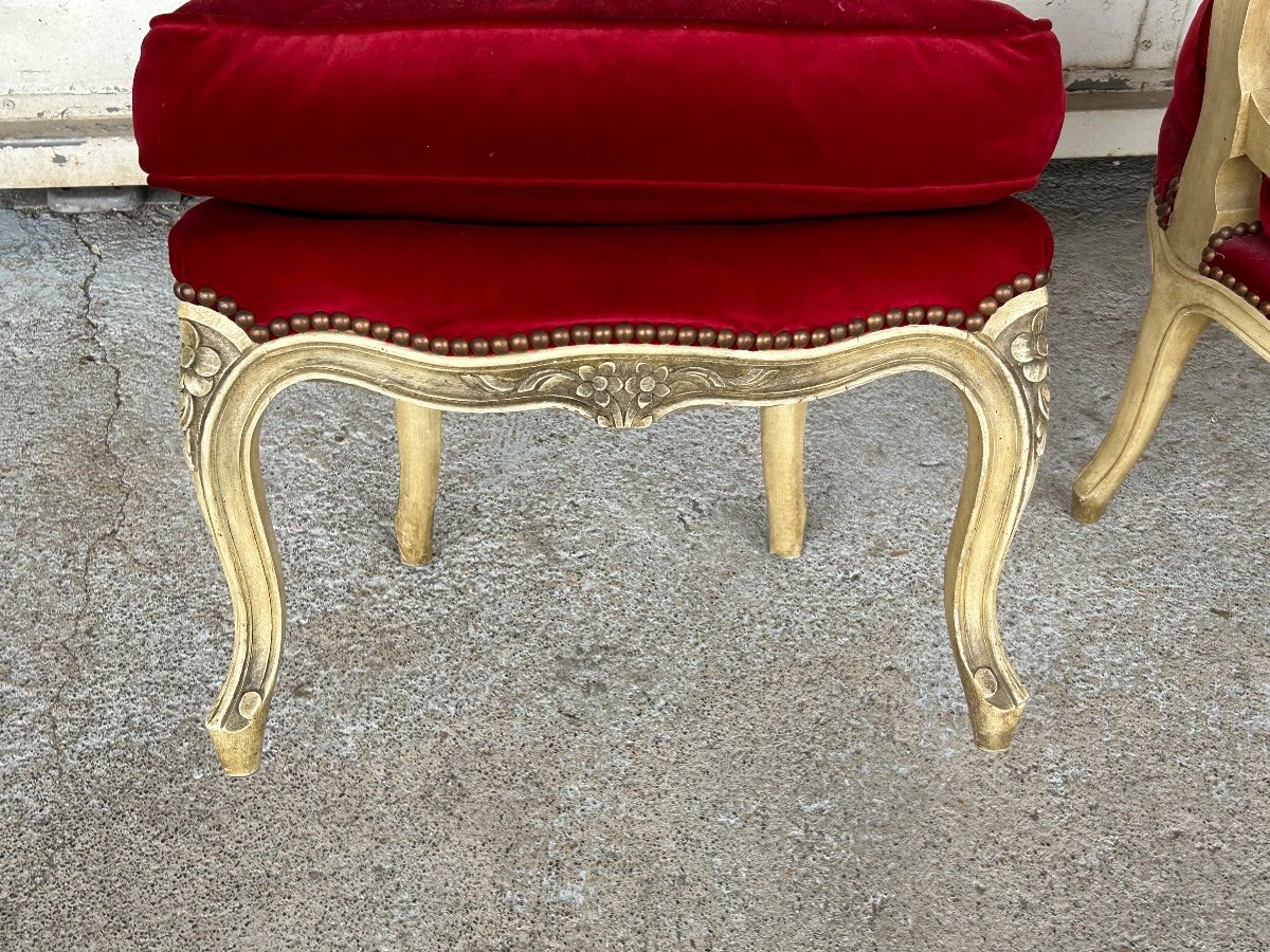 Pair Of Louis XV Style Lacquered Fireside Chairs Circa 1950-photo-4