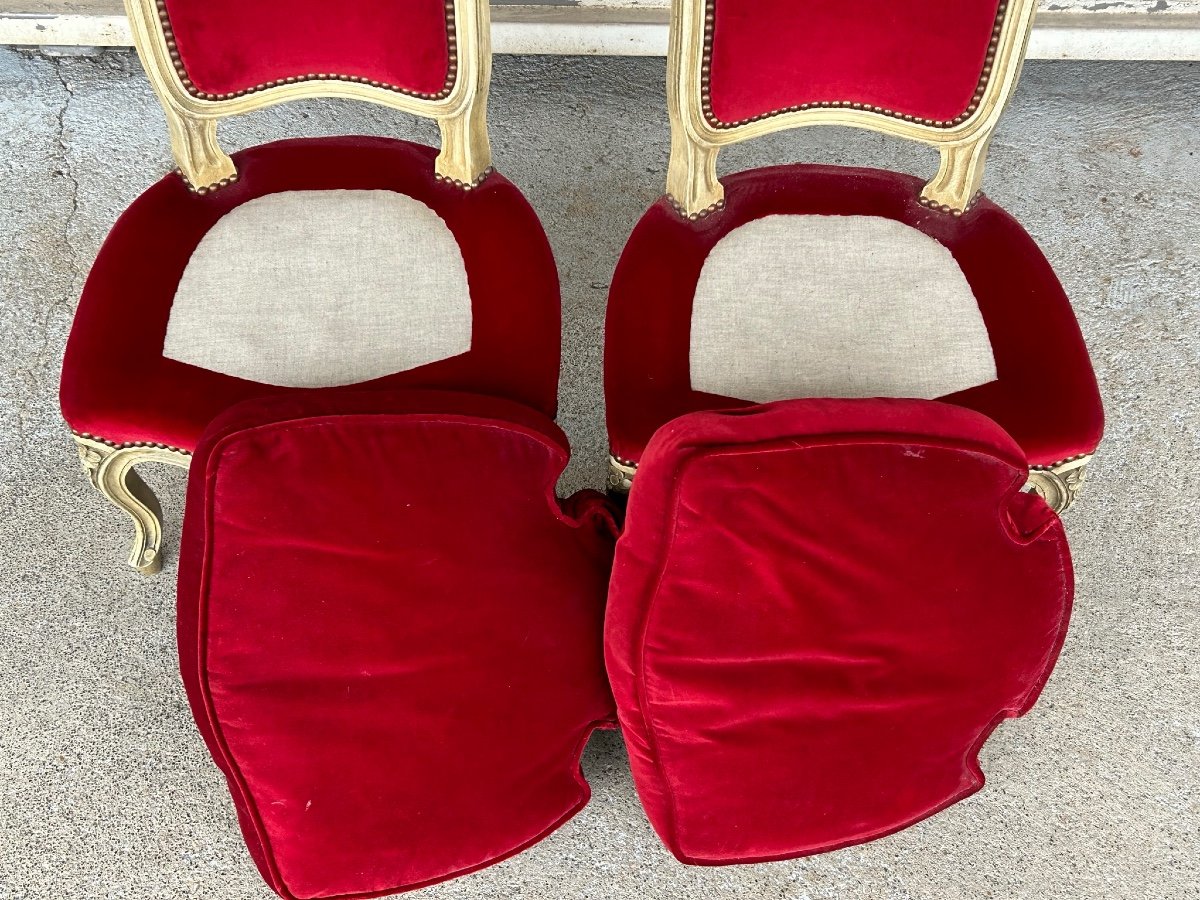 Pair Of Louis XV Style Lacquered Fireside Chairs Circa 1950-photo-7