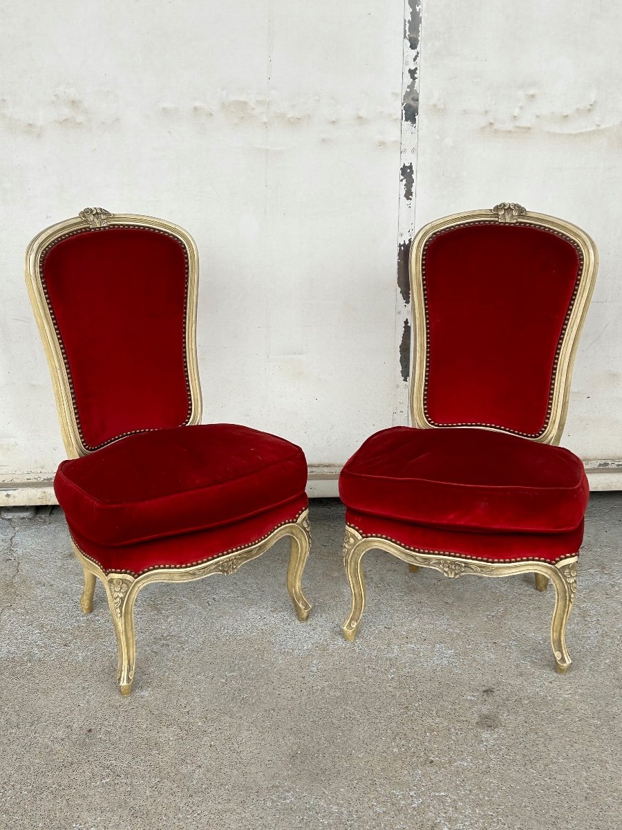 Pair Of Louis XV Style Lacquered Fireside Chairs Circa 1950