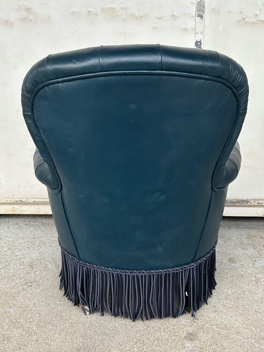 Napoleon III Armchair - Chesterfield Style Leather - Late 19th Century-photo-4