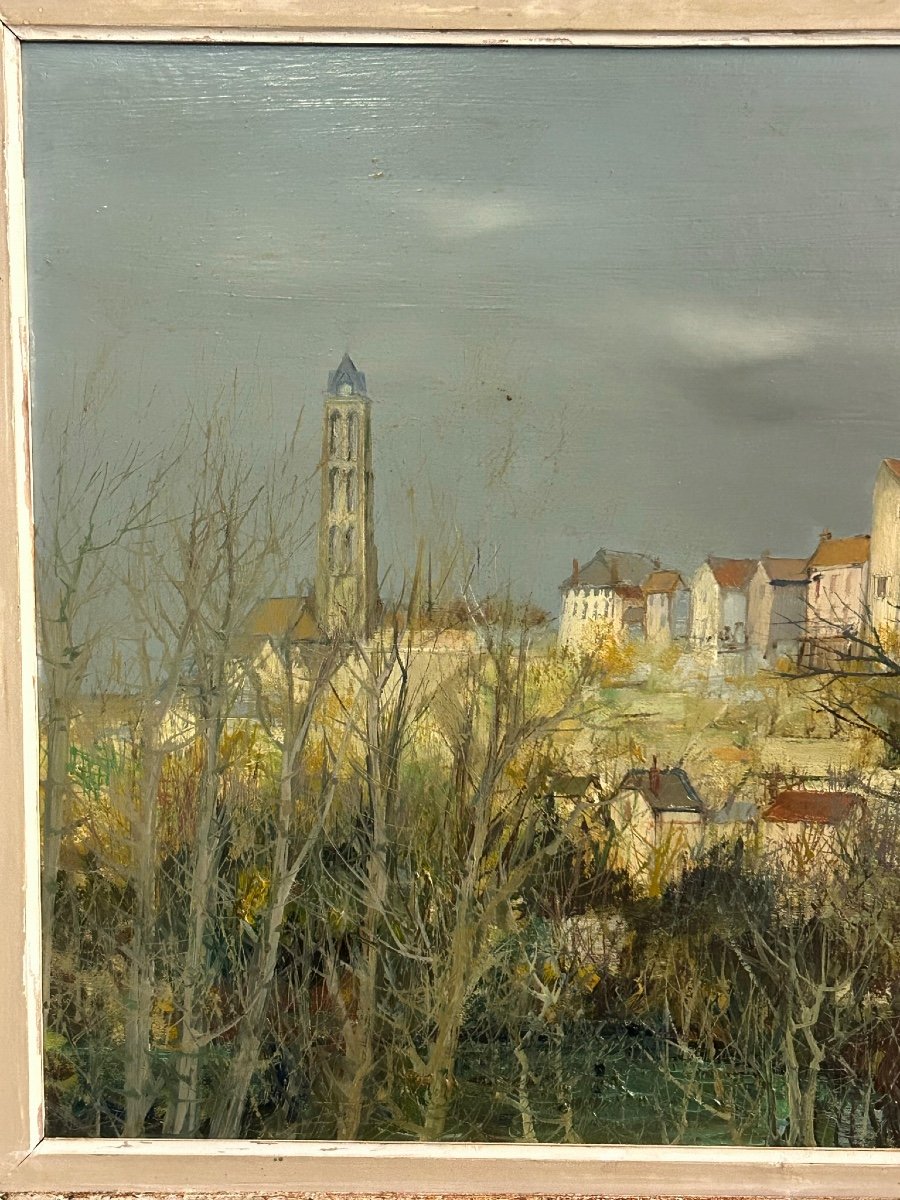 R W Thomas Huile Sur Isorel Vers 1950 - 60  Vue De Village-photo-4