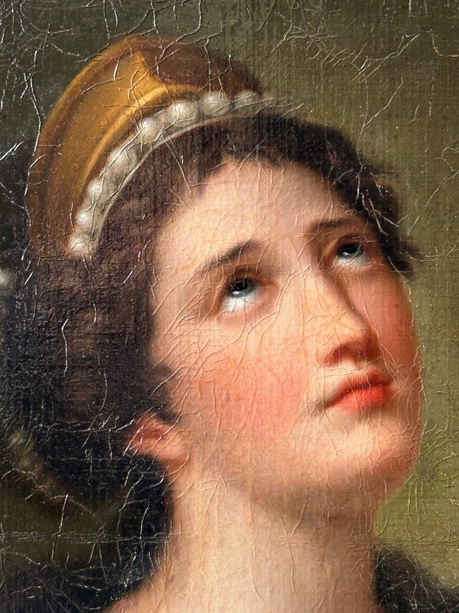 The Death Of Cleopatra - Oil On Canvas Empire Period - H 102 Cm-photo-1