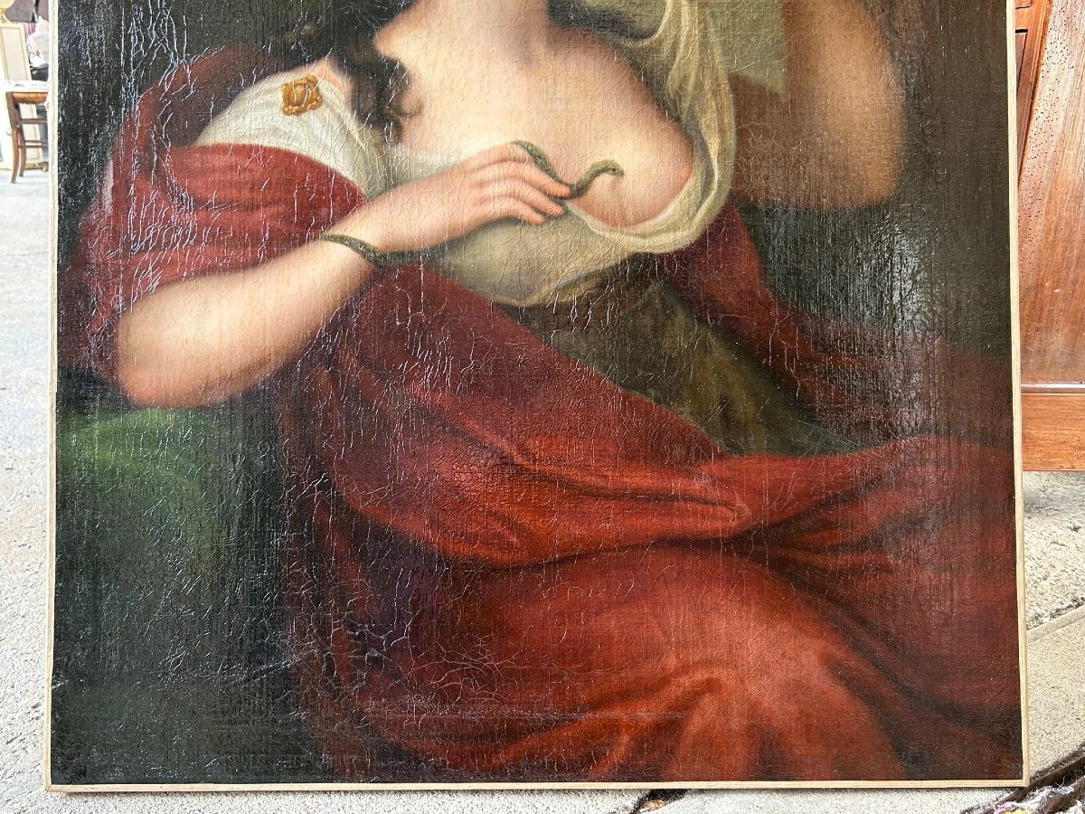 The Death Of Cleopatra - Oil On Canvas Empire Period - H 102 Cm-photo-2