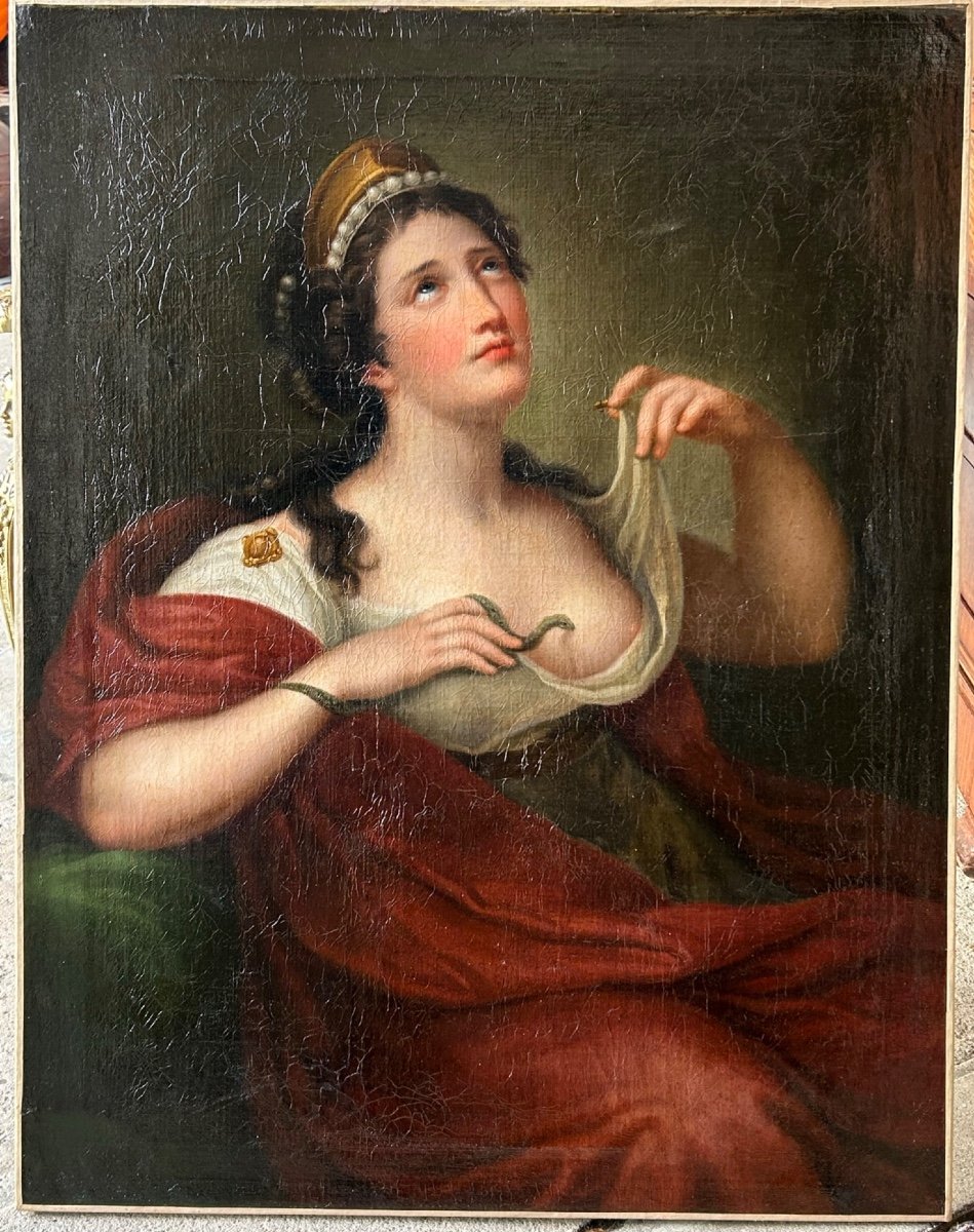 The Death Of Cleopatra - Oil On Canvas Empire Period - H 102 Cm