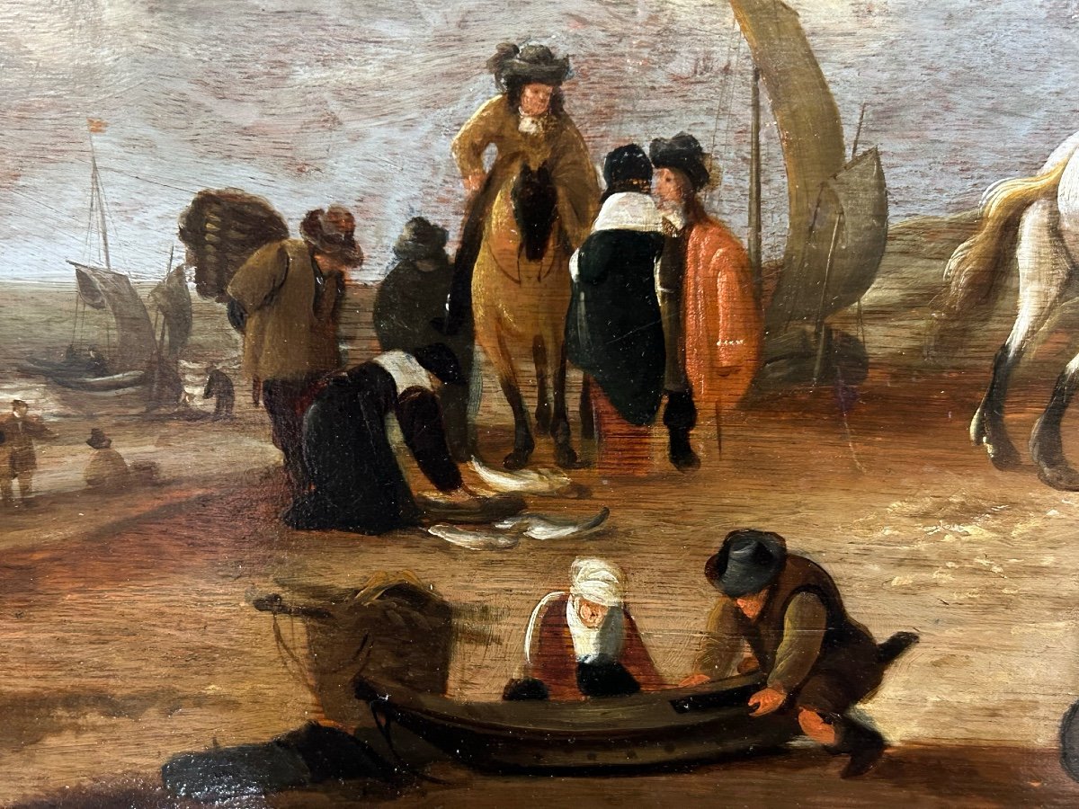 Large Painting - Painting On Wood Panel Dutch School End XVII Or Beginning XVIII-photo-1