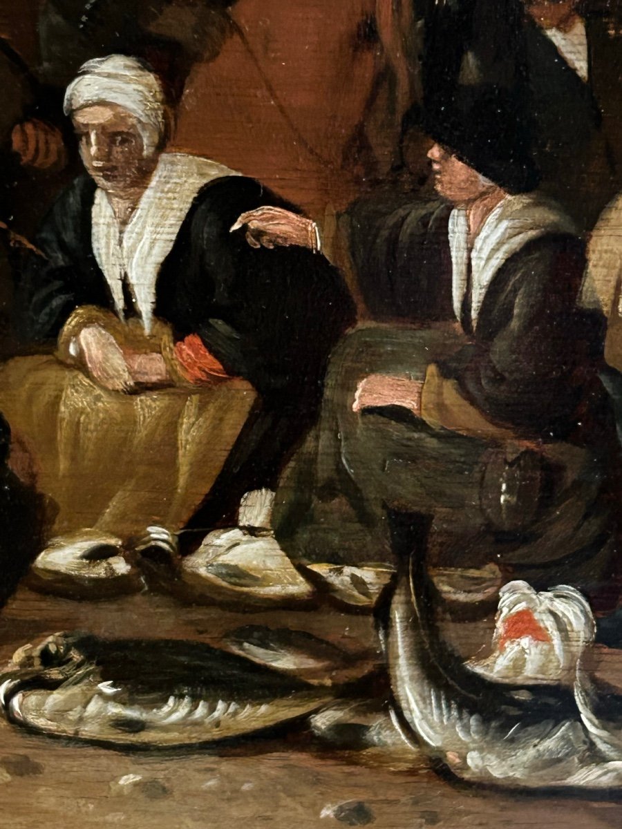 Large Painting - Painting On Wood Panel Dutch School End XVII Or Beginning XVIII-photo-6