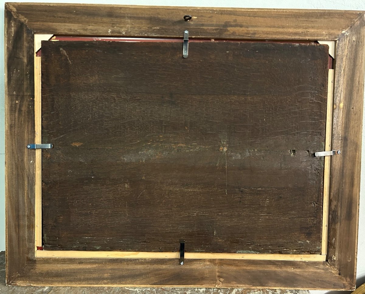 Large Painting - Painting On Wood Panel Dutch School End XVII Or Beginning XVIII-photo-7