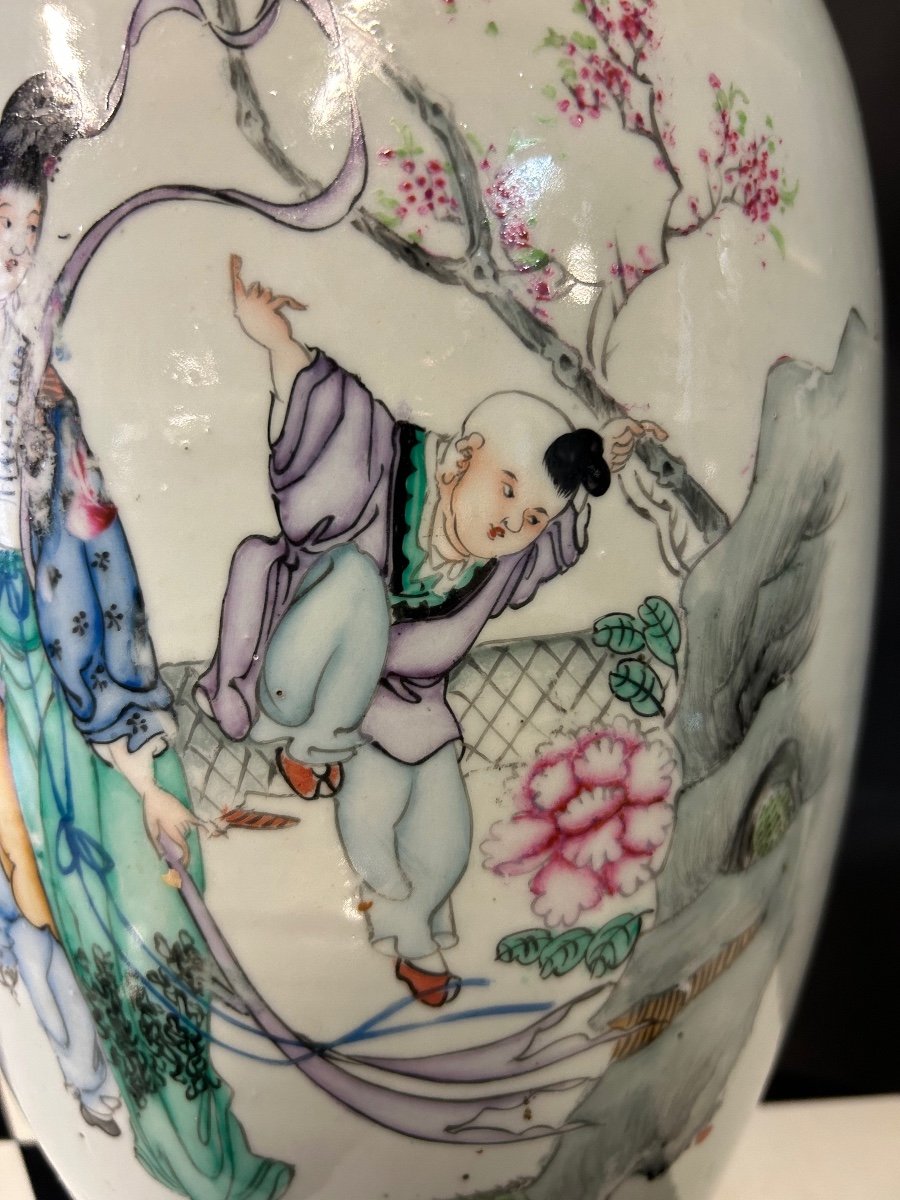 Grand Vase Porcelaine De Chine Fin XIXéme - Chinois-photo-2