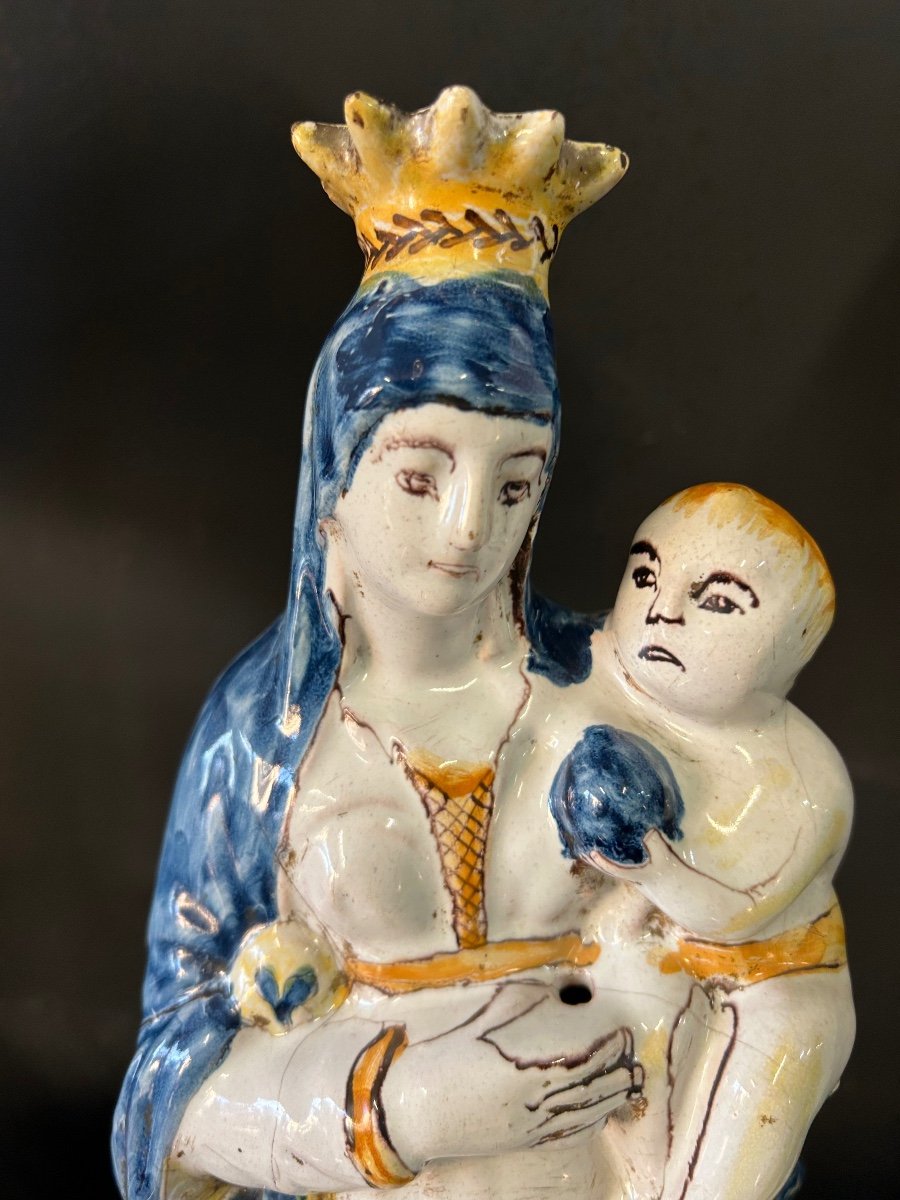 Grande Vierge D’accouchée En Faïence De Nevers «  Notre Dame Victoire Pour Nous » époque XVIIIé-photo-6