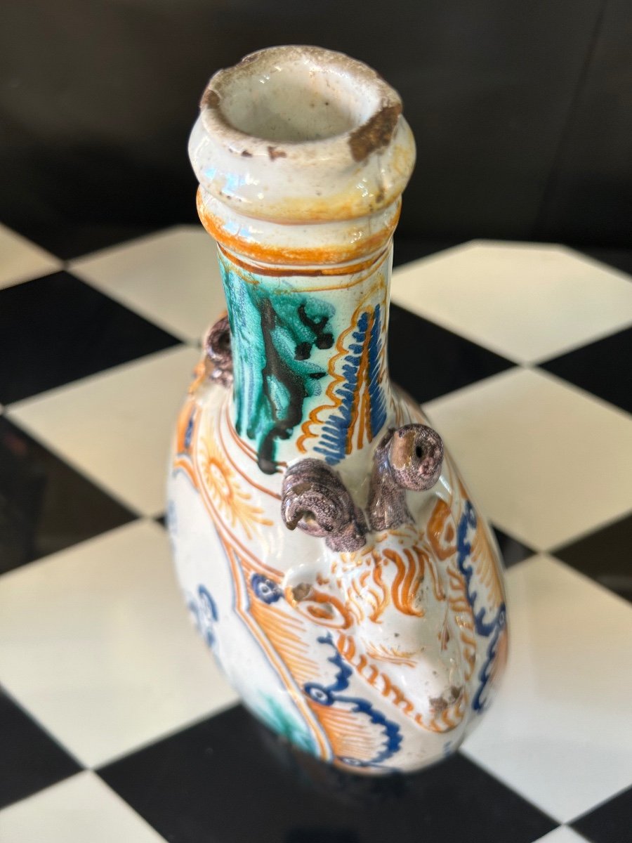 Rare Gourd With Bacchic Subjects Nevers Earthenware Dated 1735-photo-3