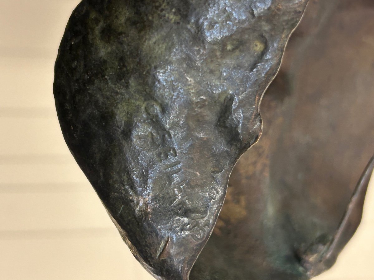 Bronze Mask Signed Seiler Dated 45 - Height 16 Cm-photo-4