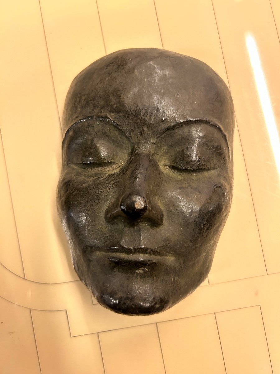 Masque En Bronze Signé Seiler Daté 45 - Hauteur 16 Cm-photo-7