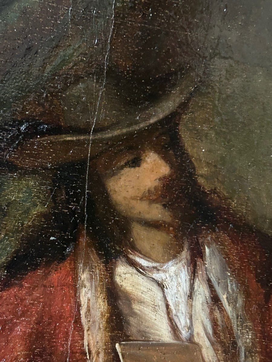 école Romantique Ovale  Peinture Sur Panneau époque XIXéme -photo-1