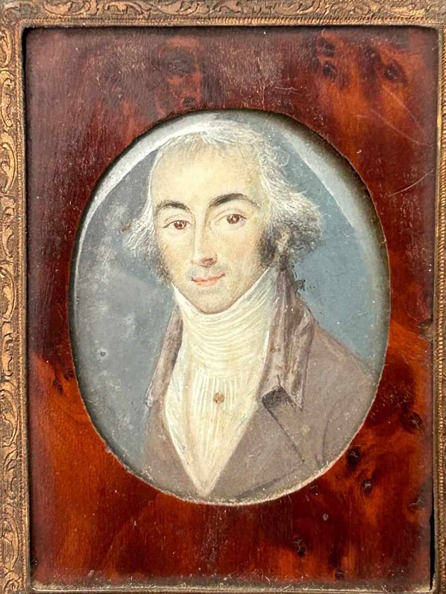 Ancienne Miniature Portrait D’homme époque Fin XVIIIème -photo-3