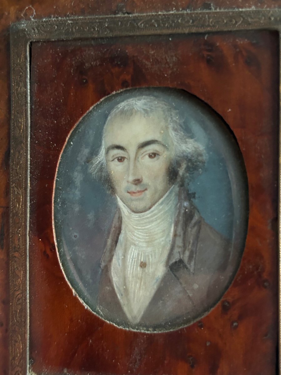 Ancienne Miniature Portrait D’homme époque Fin XVIIIème -photo-4