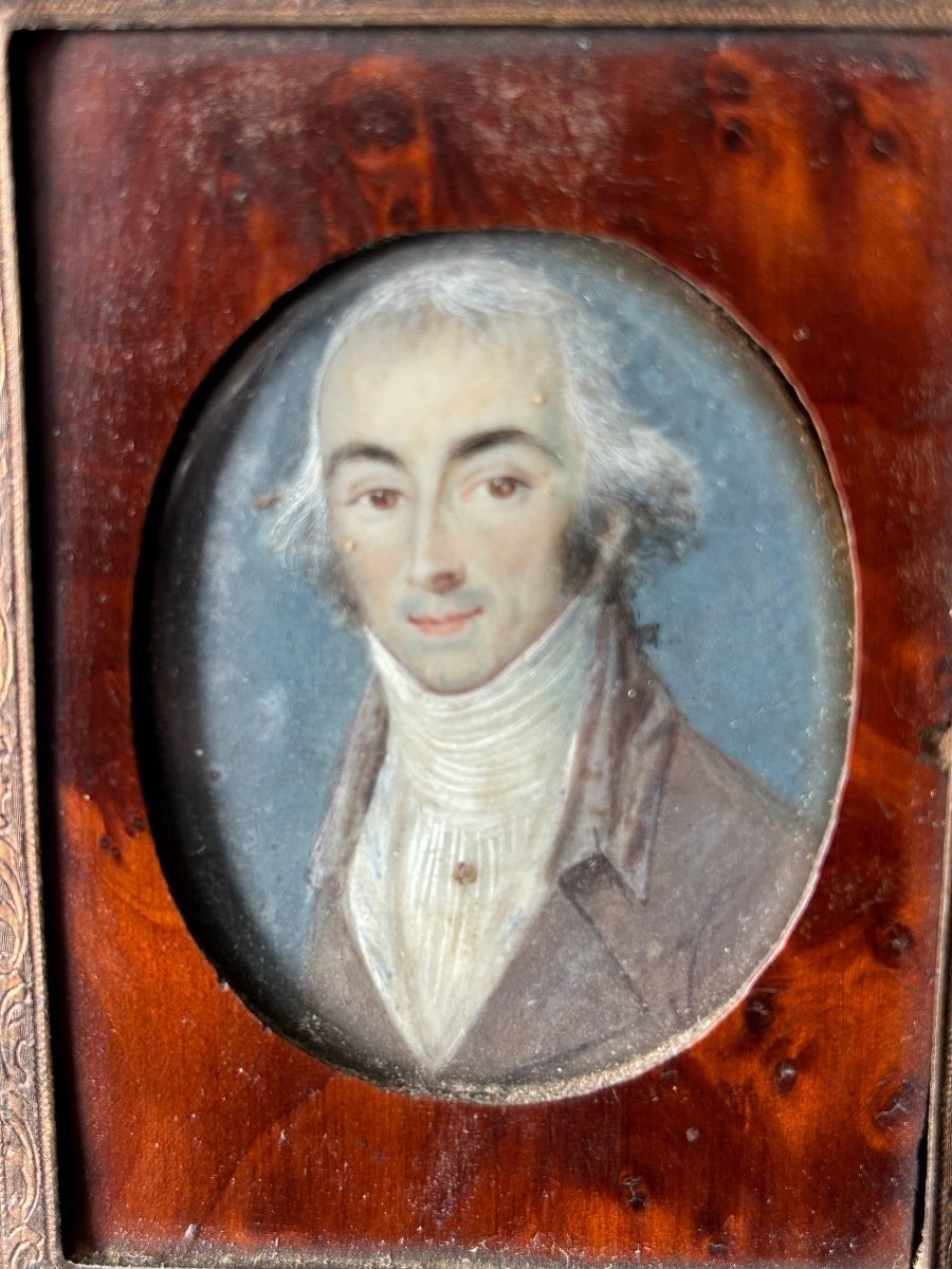 Ancienne Miniature Portrait D’homme époque Fin XVIIIème -photo-1