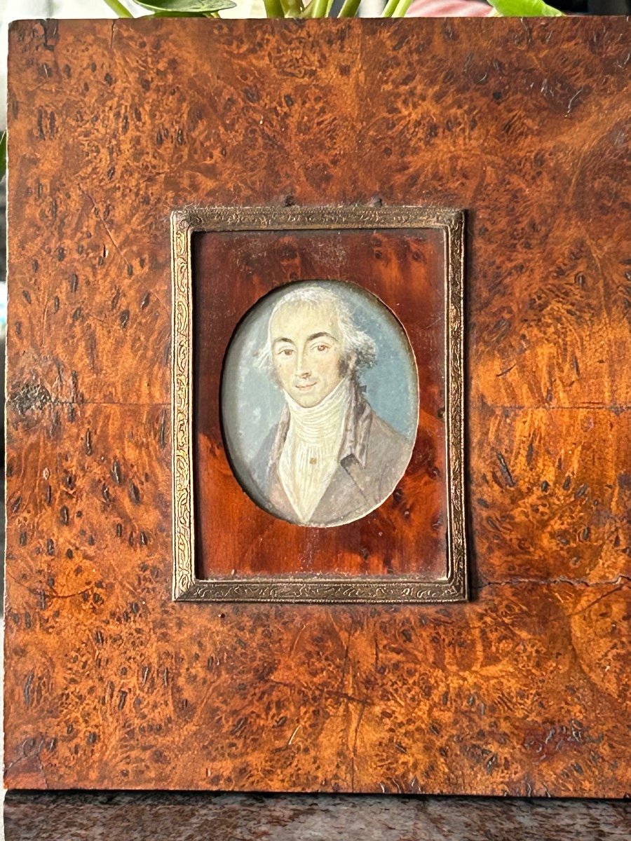 Ancienne Miniature Portrait D’homme époque Fin XVIIIème -photo-6