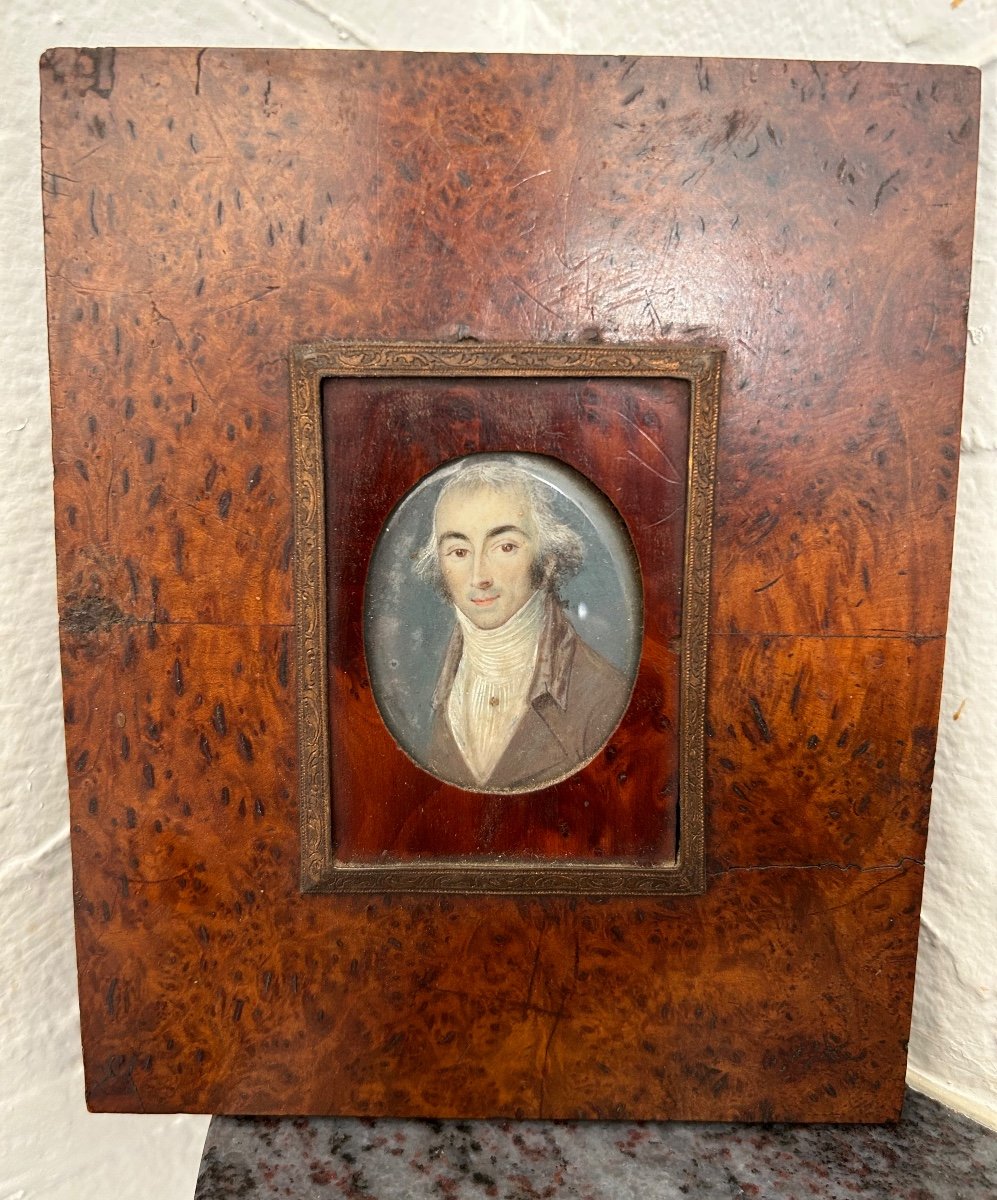 Ancienne Miniature Portrait D’homme époque Fin XVIIIème 