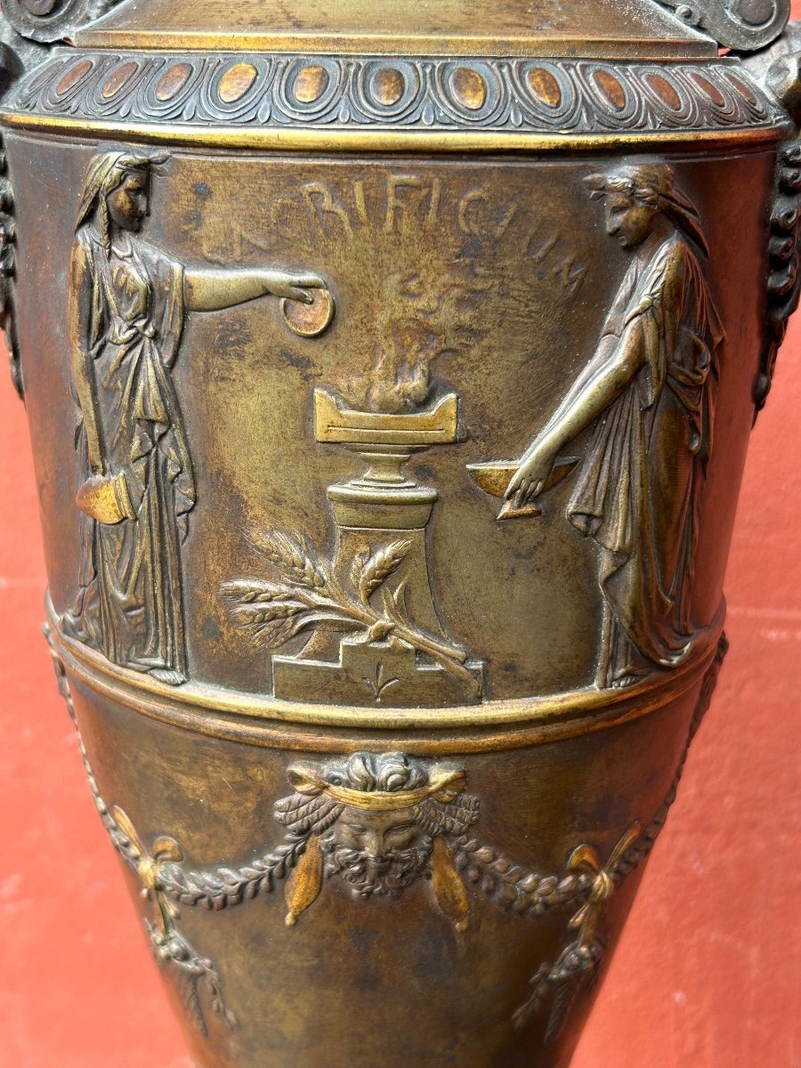 Paire De Vases Amphore Néo - Grec En Bronze à Deux Patines - France Fin XIXéme -photo-3