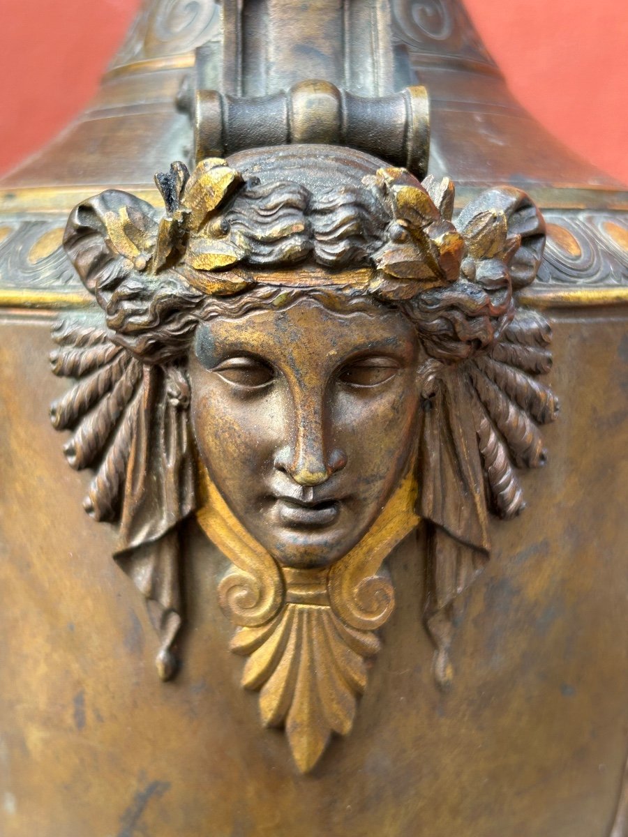 Paire De Vases Amphore Néo - Grec En Bronze à Deux Patines - France Fin XIXéme -photo-2