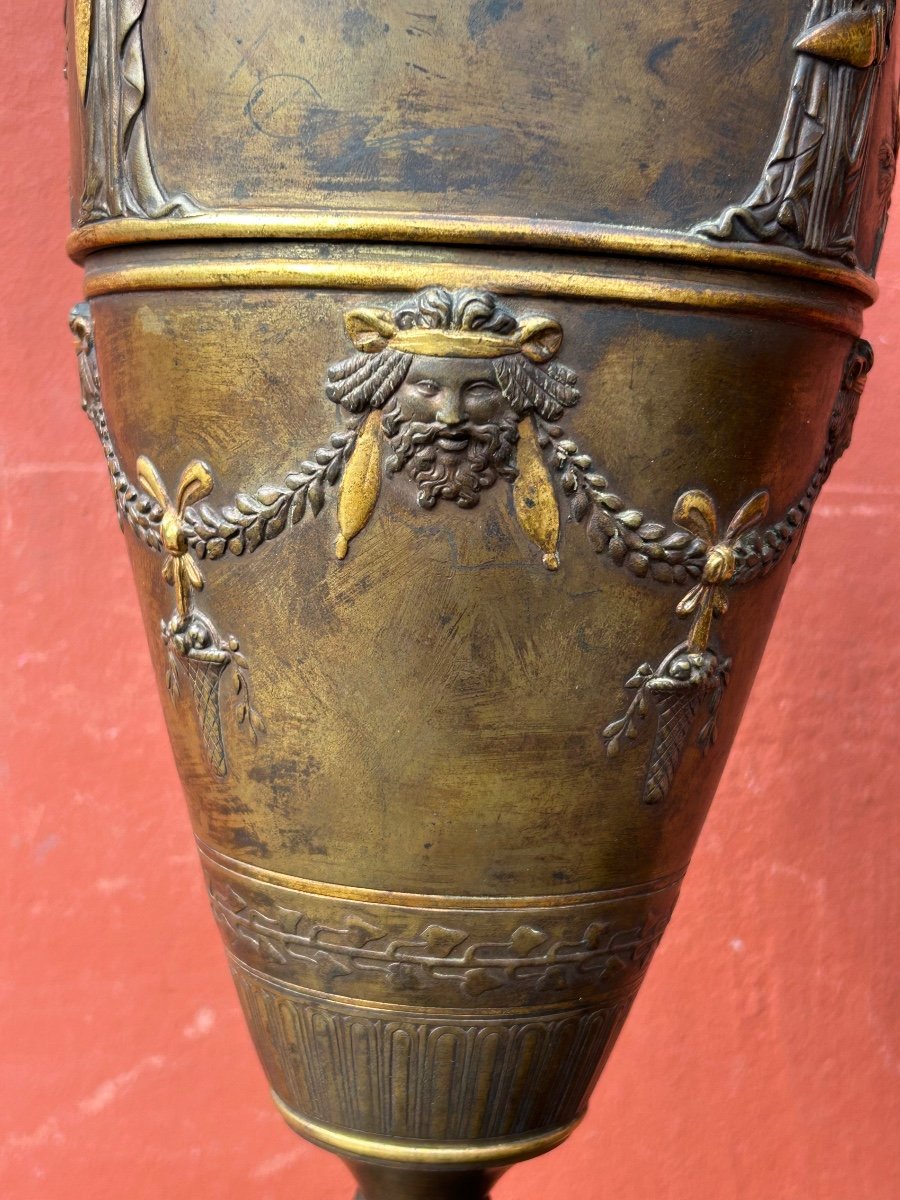 Paire De Vases Amphore Néo - Grec En Bronze à Deux Patines - France Fin XIXéme -photo-3
