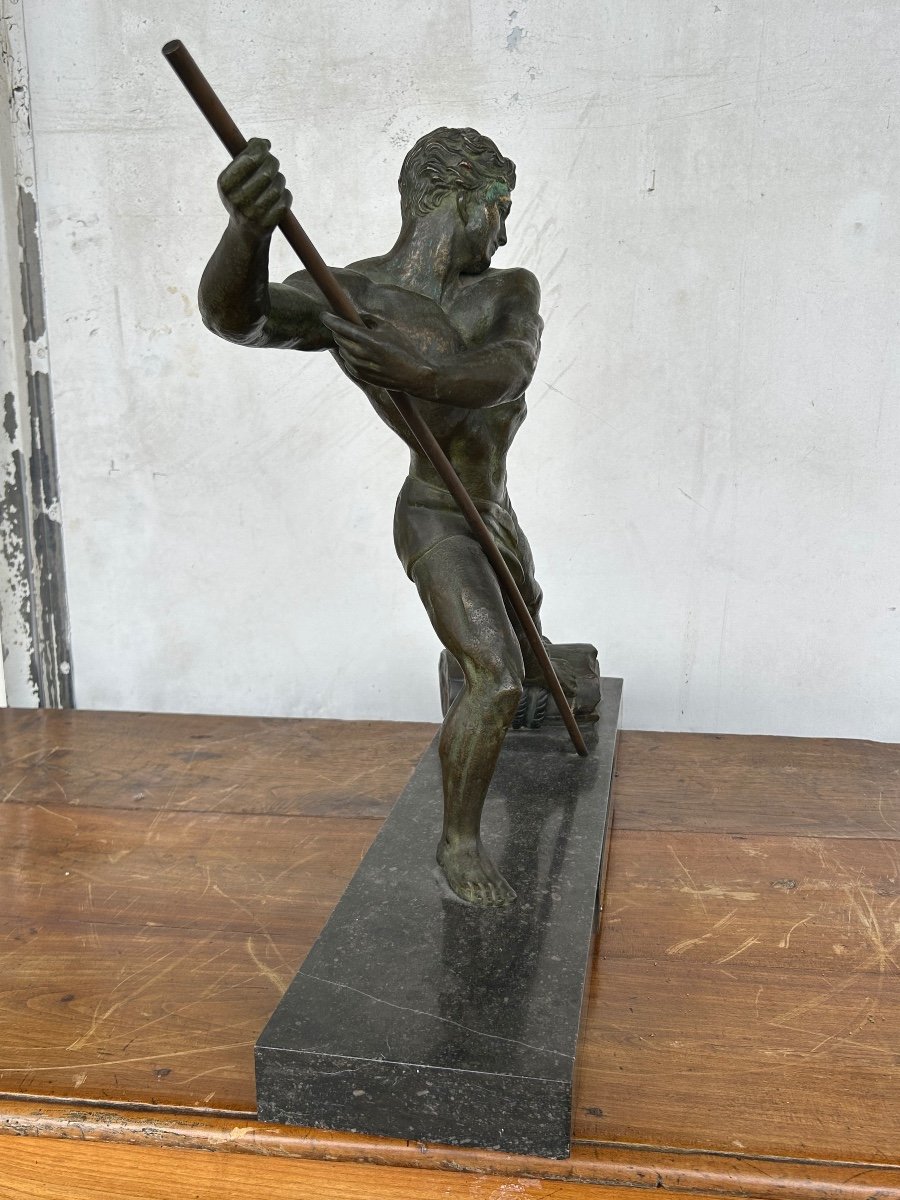 Large Art Deco Bronze "force" Unsigned H 59 X W 75 Cm-photo-5