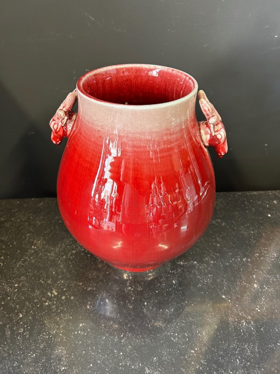 Chinese Porcelain Vase Oxblood Red Twentieth Time-photo-2