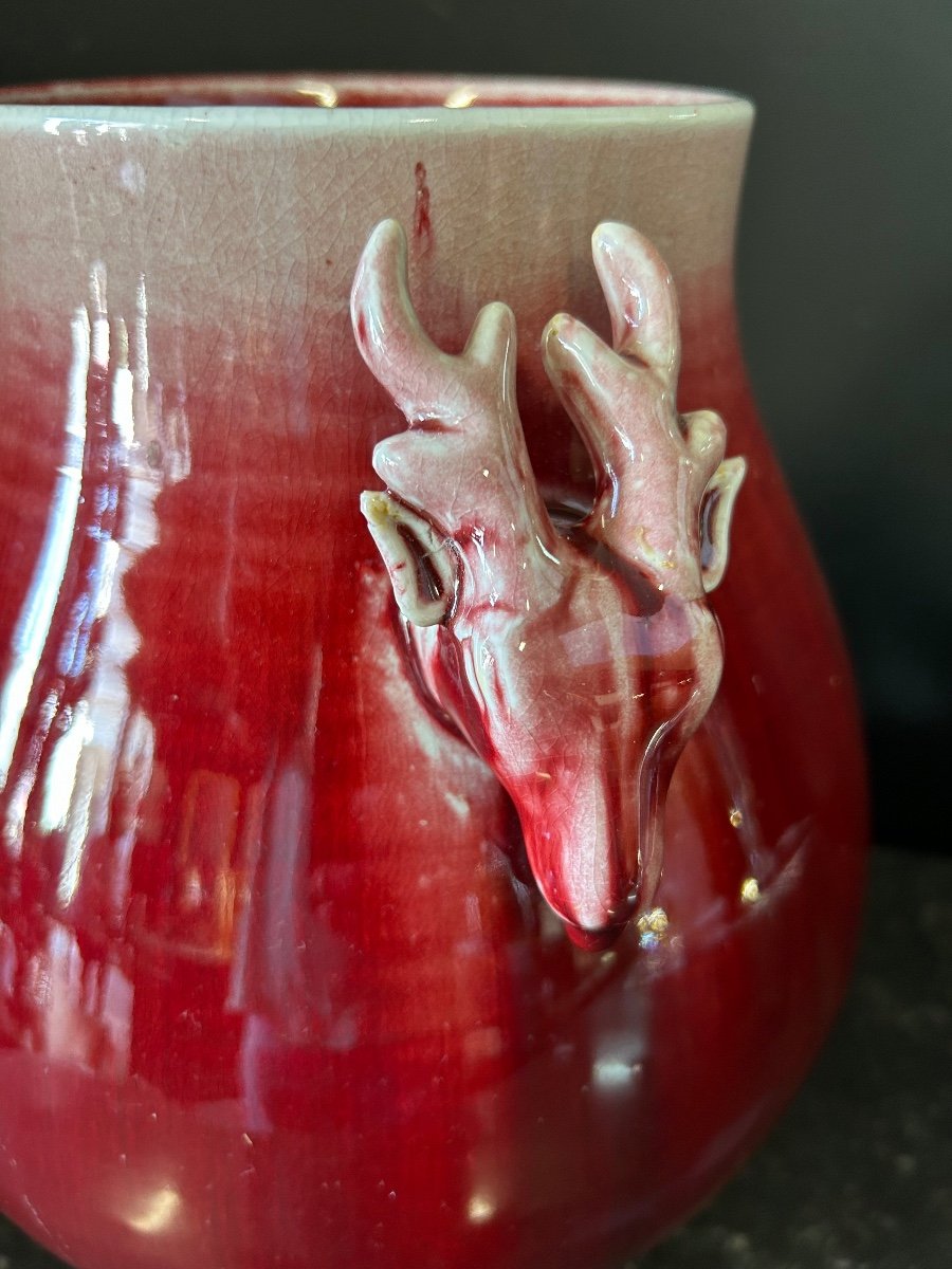 Chinese Porcelain Vase Oxblood Red Twentieth Time-photo-4